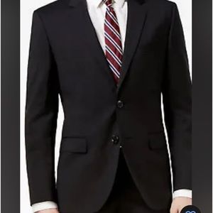New Hugo Boss Mens Black Huge/Genius Trim Fit Solid Wool Suit Jacket Italian 40R